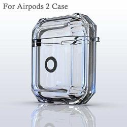 Airpods 2 Case Shockproof Protective Transparent Clear Skin Soft Tpu Airpods 2 Accessories Cover Compatible With Apple Airpods 2 Wireless And Wired Charging Case Front LED Visible Black