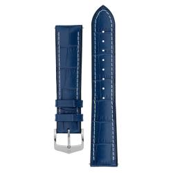 George Alligator Embossed Performance Watch Strap In Blue - 22MM Silver