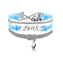 - Faith Hope Cancer Support Infinity Bracelet - Blue grey