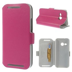 Jujeo Doormoon Genuine Leather Card Holder Stand Case For Htc One MINI 2 - Non-retail Packaging - Pink