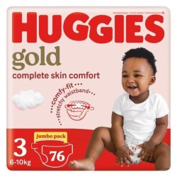 Huggies Gold Size 3 6-10KG Jumbo Pack 58 Nappies