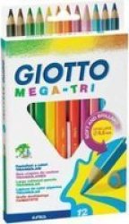 Mega Triangular Coloured Pencils 12 Pack