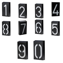 Jozocy Solar Numbers Plaque Light Waterproof Personalized Large Black And White Modern LED House Number Overhead Light Door Plate house Number address Number custom Street Number