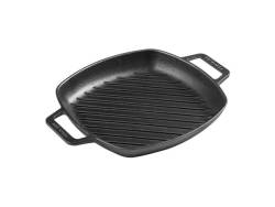 Seasoned Cast Iron Square Grill Pan With Helper Handles 26CM