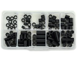 Electronics-salon Black Nylon Round Spacer Assortment Kit Not Threaded For M4 Screws Plastic. Od 7MM Id 4.1MM L 2MM 4MM 5MM 6MM 8MM 10MM