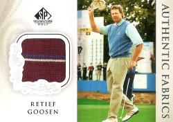 Retief Goosen - "very Rare 3 Color "authentic Fabrics" Card - Signature Golf By Upper Deck