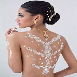 Set Of Exquisite Indian Traditional Bride's White Henna Temporary Tattoo - Also Latest Fashion