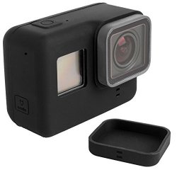 Protective Case For Gopro Hero 5 6 Sport Camera With Lens Cap Finegood Soft Silicone Covers For HERO5 HERO6 Action Camera And Lens- Black