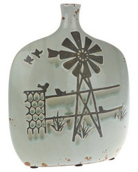 BALI Ceramic Crackle Windmill Print Vase