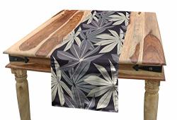 Lunarable Leaves Table Runner Tropic Pattern Indigenous Hawaiian Jungle Elements Palm Tree Foliage Dining Room Kitchen Rectangular Runner 16" X 72" Taupe Cream Charcoal Grey