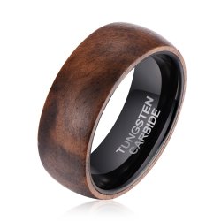 Men's Black Walnut Tungsten Ring R-085 - 13