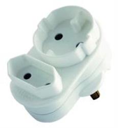 Lesco Continental Twin Multi Adaptor- 1 X Schuko Outlet 1 X Euro Iec 5A Outlet Flame-retardant Material Sabs Approved Sans 164-0 Material: Polycarbonate Colour