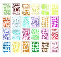Pulaisen Journal Stencils Plastic Planner Templates With Different Design For Scrap Booking Notebook Diary Drawing Card Journaling Diy Craft Etc 24 Pack A5