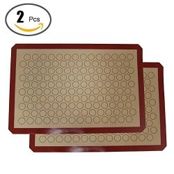 2 Pcs Silicone Baking Mat Sheet Liner Non Stick Set Pack Piece Heat Resistant For Bake Pans Rolling Macaron Pastry Cookie Bun Bread Microwave