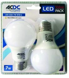 Acdc LED Lamp 7W E27 A60 - Warm White