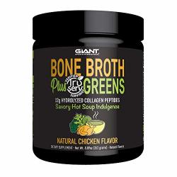 Giant Sports Bone Broth Plus Greens Soup Collagen Peptides With Truserv R Verified Serving Of Usda Certified Organic Greens- Natural Chicken Flavor 14 Servings