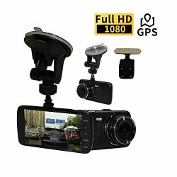 Wptech 4" Ips Fhd 1296P Car Dash Cam With Gps Logger F2.0 Big Eye 6-G Lens Front And Rear Camera Car Dvr 160 Degree