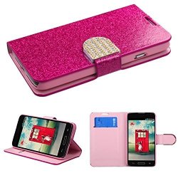 Asmyna Glittering Myjacket With Diamante Belt For LG Optimus L70 - Retail Packaging - Hot Pink