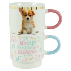 Mug Set - My Cup Overflows With Blessings Stackable Two Piece
