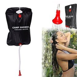 Finlon Portable Solar Shower Bag Outdoor Camping Hiking Shower Bag Energy Heated Travel Solar Shower Bath Water Bag Light Weight Solar Heated With Removable Hose