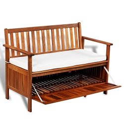 Festnight Outdoor Patio Storage Bench Garden Deck Box With Cushion