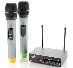 Wireless Handheld Microphone System With 2 Cordless Mics Receiver And 3 Free Audio Cables Dual Channel Uhf Wire-free Microphones Extra-long Range Handheld