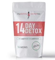 MY Skinny Secret 14 Day Detox Tea Cleanse Peach Laxative Free Herbal Slimming Tea For Weight Loss Reduce Bloating Increases Metabolism With Green Tea