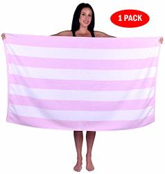 Turquoise Textile 100% Turkish Cotton Eco-friendly Cabana Stripe Pool Beach Towel 35X60 Inch 1 Pack Light Pink