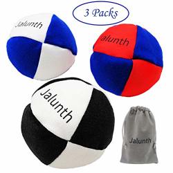 Jalunth Footbags Balls Game Bags Bulk Set Of 1 2 3 With Carry Bags No-bust Hand Stitching 3 Pack
