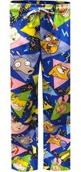 Mad Engine Men's Nickelodeon Rewind Rugrats Ren And Stimpy Flannel Lounge Pant Large