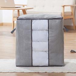 J&ho Clothes Quilt Blanket Storage Bag Large Foldable Non-woven Zipper Vertical Thick Organizer Box Household Gray