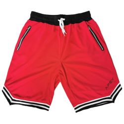 Shorts For Men - Basketball Running Gym Shorts - Zip Pockets - Red