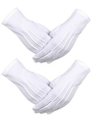 Sumind 2 Pairs Nylon Cotton Gloves For Police Formal Tuxedo Honor Guard Parade Costume White