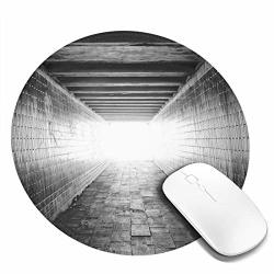 Round Mouse Pad Picture Of Light At The End Of Tunnel Exit Fear City Abandoned Non-slip Gaming Mouse Mat 1 Pcs