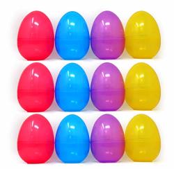 4E'S Novelty Large 6 Inch Easter Eggs Bulk Pack Of 12 Fillable Plastic Egg Hunt Assortment Party Favor Supplies 4 Colors