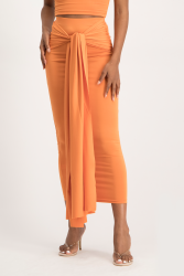 Savannah Wrap Tie Detail Skirt - Dusty Orange - XS
