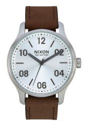 Nixon Patrol Leather Watch - Silver Brown