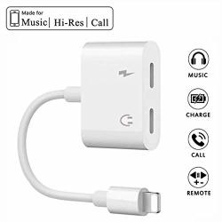 Headphone Adapter For Iphone X Adapter Aux Audio Jack Charge Adapter Car Charger Audio+charge+call+volume Control Dual Earphone Cable Converter Compatible For Iphone X 7