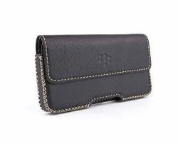 Otis Leather Case For Blackberry KEY2 Keyone K2 - Horizontal Belt-loop Handmade Leather Case Black KEY2