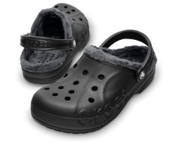 Crocs Men's Baya Fleece Clogs - Graphite Black