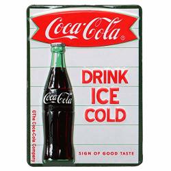 Open Road Brands Coca-cola Drink Ice Cold Vintage Embossed Metal Magnet Art Sign - An Officially Licensed Product Great Addition To Add What You