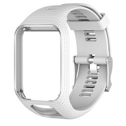Huve Silicagel Replacement Watchband Watch Strap 25CM Long For Tomtom 2 3 SPARK SPARK3 SERIES Gps Watch With Screen Protectors White