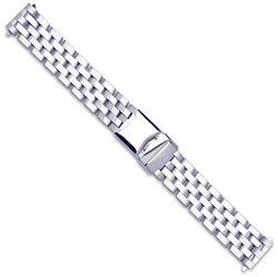 Breitling Pilot Style Solid Link Metal Watch Band - Silver - 22MM