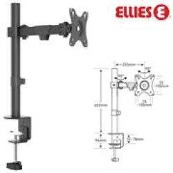 Ellies Single Arm Height Adjustable Desktop Screen Mount –screen Size 33CM To 81 Cm 13 Inch To 32 Inch Max Load: 10KG Swivel: 180