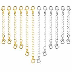 Paxcoo 12PCS Chain Extender Jewelry Necklace Lobster Clasps And Closures For Necklace Bracelet Jewelry Making Supplies