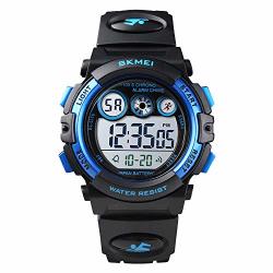 Skmei Kids Multi-function Sports Watch Outdoor Waterproof Colorful LED Light Wristwatches Kids Digital Watches Boys Girls Black blue