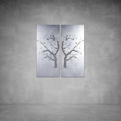 Mirror Tree Wall Art - 800 X 800 X 20 Stone Grey Indoor With Leds