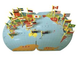 Children Wooden Puzzle World Map Flag Matching Puzzle Toy