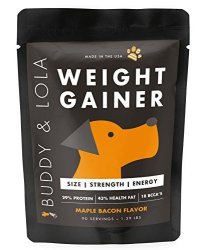 Buddy & Lola Weight Gainer For Dogs 90 Servings - 1.4LBS Healthy Weight Gainer Supplement For Dogs. Muscle Builder Energy & Performance Supplement For