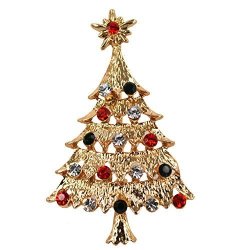 Hosaire Women's Fashion Colourful Christmas Tree Brooch Pin With Rhinestones Perfect Christmas Decoration